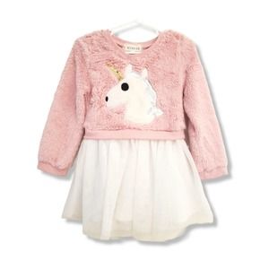 BTween 4T Unicorn Plush Appliqued Tutu Dress